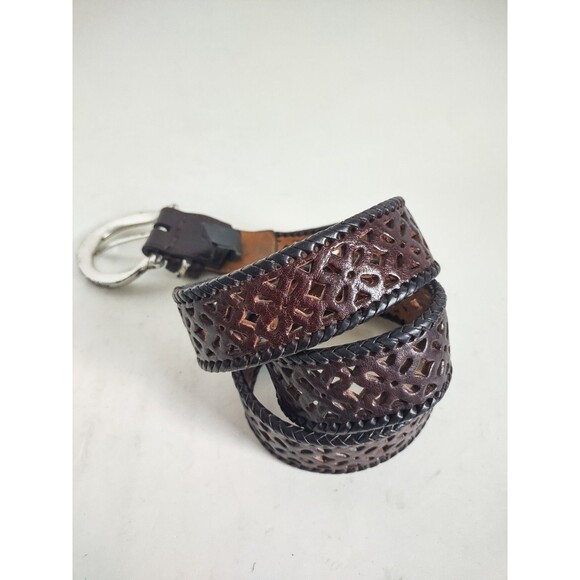 Brighton Belt Womens Size 36" Waist Leather Western Dark Brown Black Distressed - Picture 2 of 6